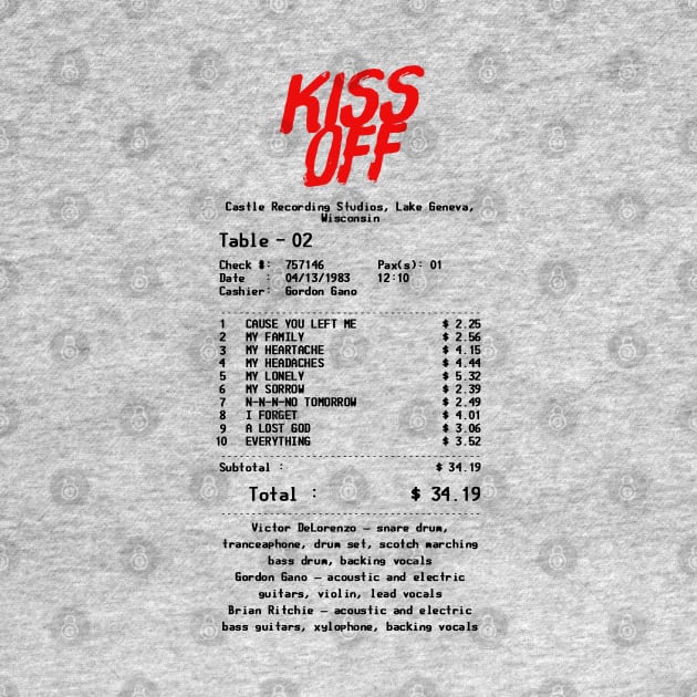 Kiss Off - Retro Receipt Design by DrumRollDesigns